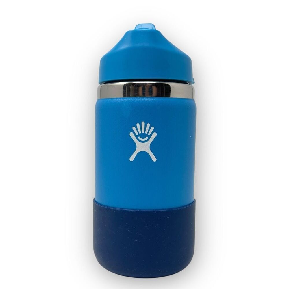 Hydro Flask 12 oz. Kids Wide Mouth Collapsible Straw Water Bottle Blue Flawed
